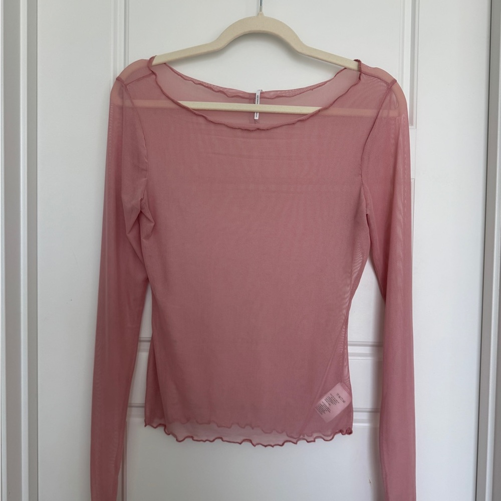 Out from Under Urban Outfitters UO Top Women Medium Pink Mesh Sheer